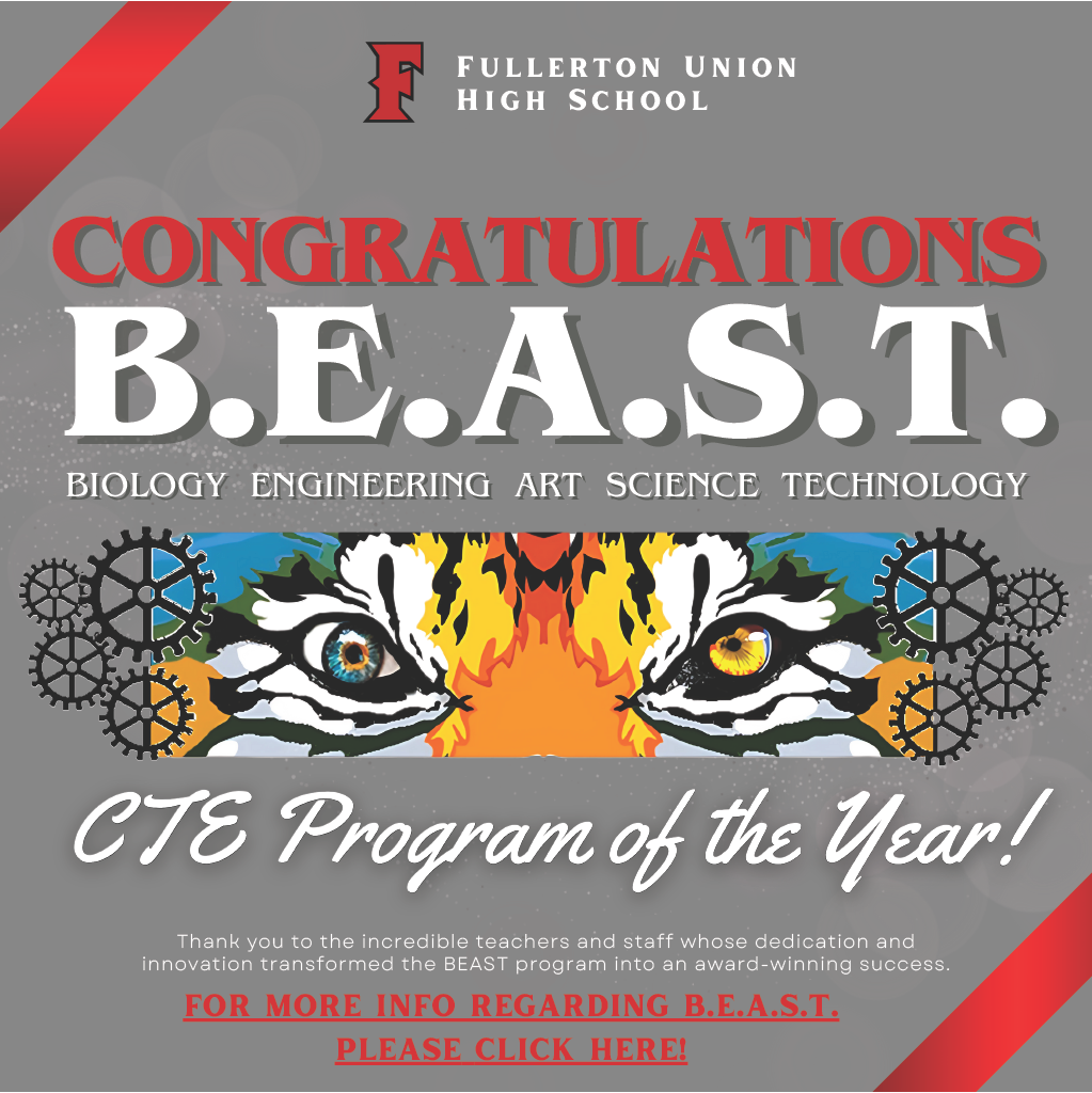BEAST selected as CTE Program of the year announcement flyer